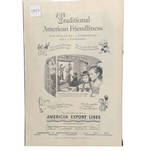 Vintage 1953 American Export Lines American Friendliness Ad Advertisement